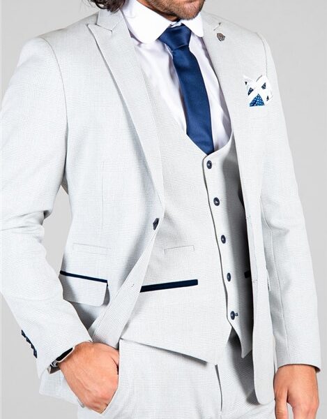 Marc Darcy Slim Fit Bromley Stone Check Men's Suit Jacket