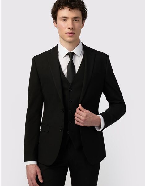 Limehaus Skinny Fit Black Stretch Men's Suit Jacket