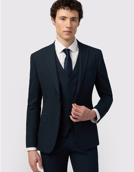 Limehaus Skinny Fit Navy Blue Stretch Men's Suit Jacket