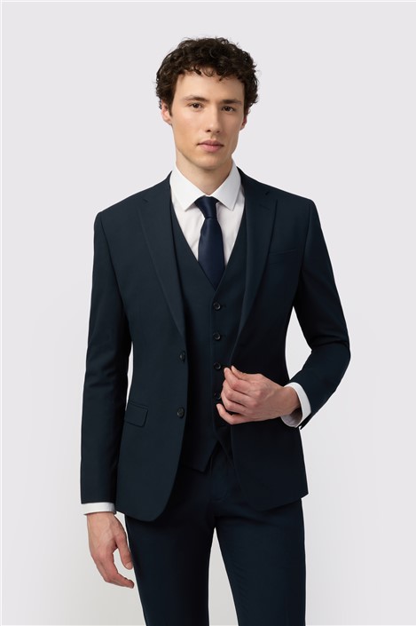 Limehaus Skinny Fit Navy Blue Stretch Men's Suit Jacket