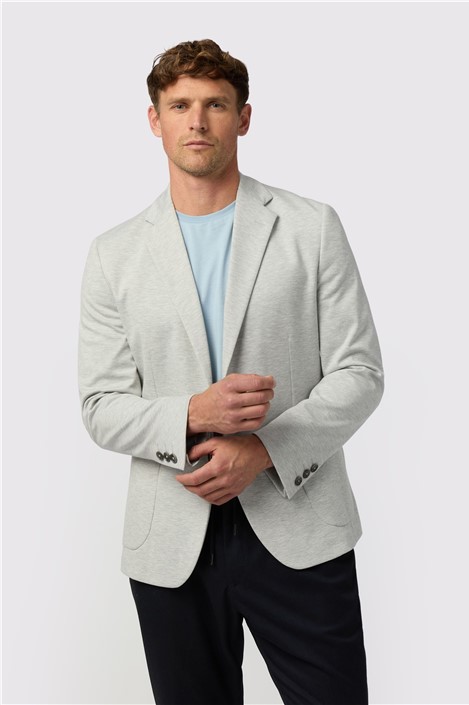 Melka Light Grey Jersey Mens Slim Fit Blazer - Formal & Casual