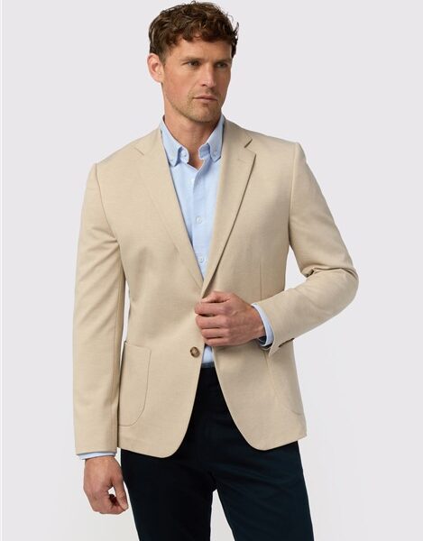 Melka Oatmeal Jersey Mens Slim Fit Blazer - Formal & Casual