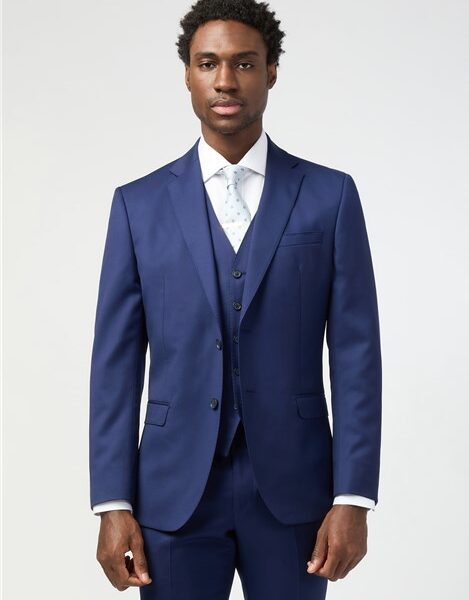 Alexandre Tailored Fit Italian Super 110's Blue Twill Men's Suit Jacket