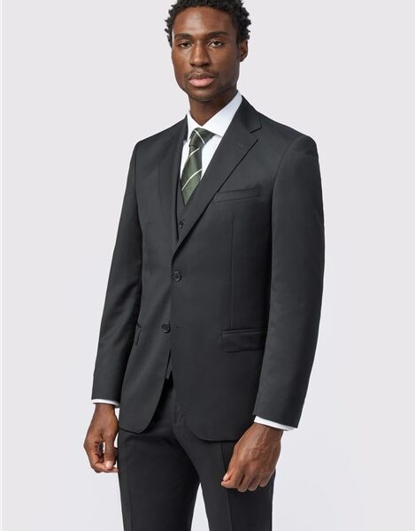 Alexandre Tailored Fit Italian Super 110's Black Twill Men's Suit Jacket