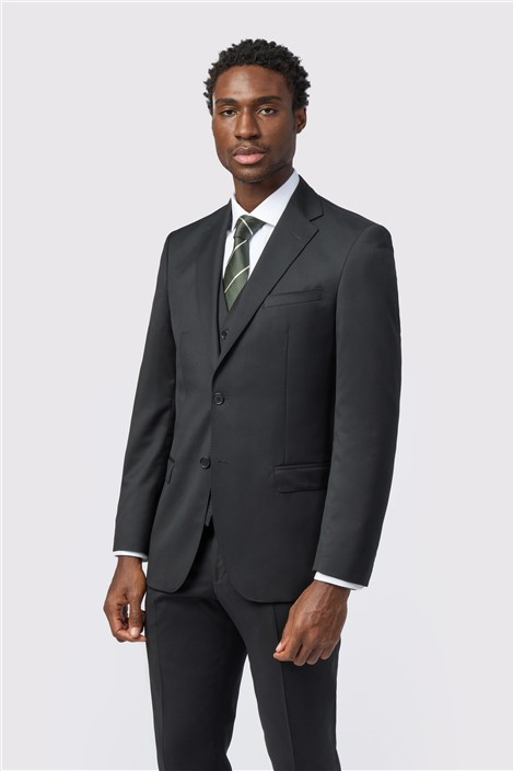 Alexandre Tailored Fit Italian Super 110's Black Twill Men's Suit Jacket
