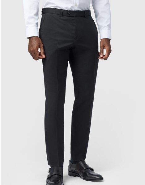 Alexandre Tailored Fit Italian Super 110's Black Twill Men's Trousers