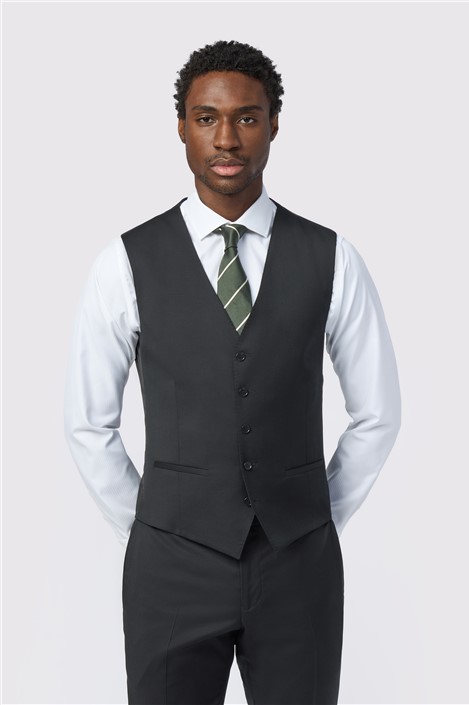 Alexandre Tailored Fit Italian Super 110's Black Twill Waistcoat