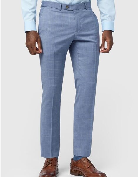 Alexandre Tailored Fit Italian Blue Windowpane Men's Trousers