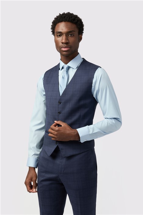 Alexandre Tailored Fit Italian Ink Check Waistcoat