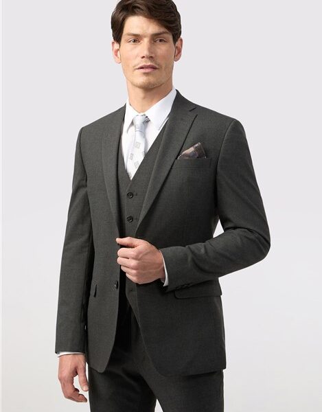 Limehaus Tailored Fit Charcoal Grey Stretch Men's Suit Jacket