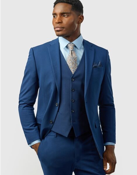 Limehaus Slim Fit Blue Stretch Men's Suit Jacket