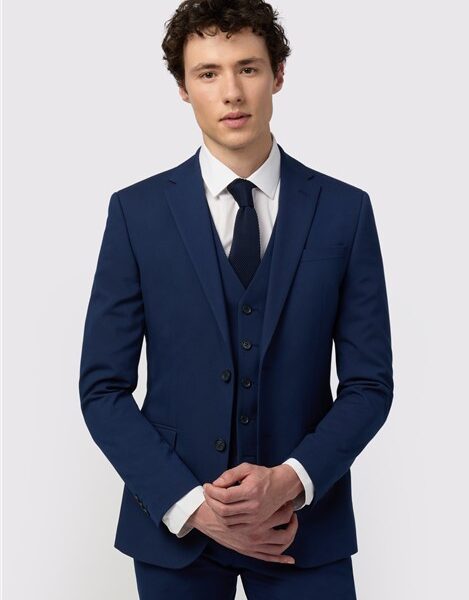 Limehaus Skinny Fit Blue Stretch Men's Suit Jacket
