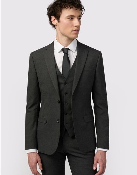 Limehaus Skinny Fit Charcoal Grey Stretch Men's Suit Jacket