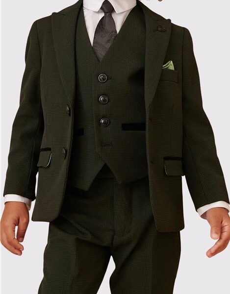 Marc Darcy Bromley Children's Olive Green Three Piece Men's Tailored Fit Suit Jacket  for boys