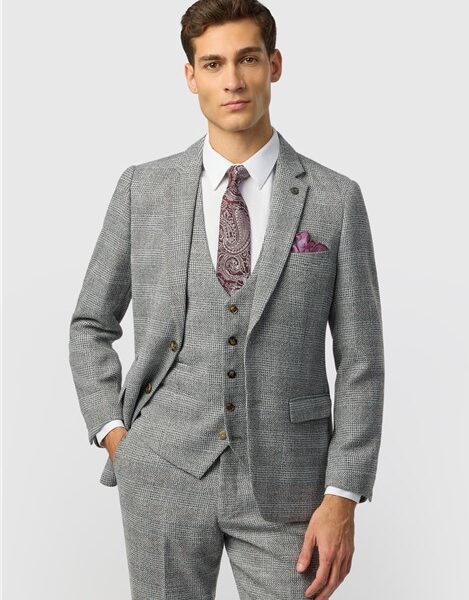 Marc Darcy Slim Fit Kris Silver Men's Suit Jacket