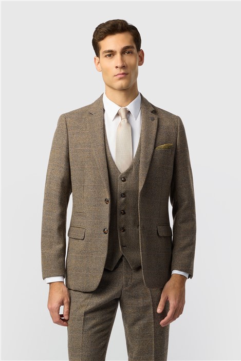 Marc Darcy Slim Fit Kris Tan Tweed Men's Suit Jacket