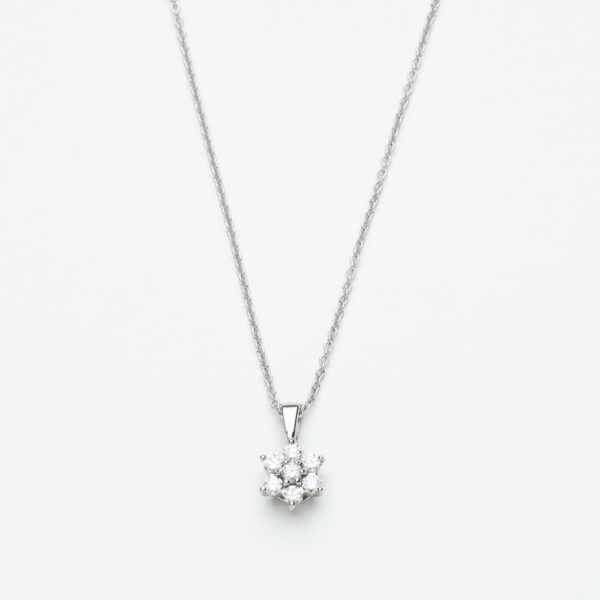 18ct White Gold 0.25ct Diamond Daisy Cluster Pendant Necklace KDCP25/21214C