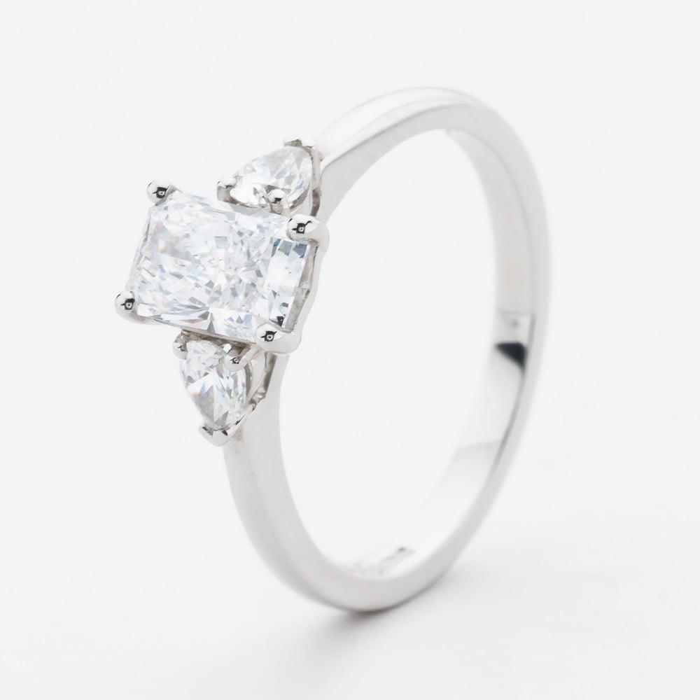 Platinum Certified 0.96ct Multi Cut Diamond Three Stone Ring RN11731