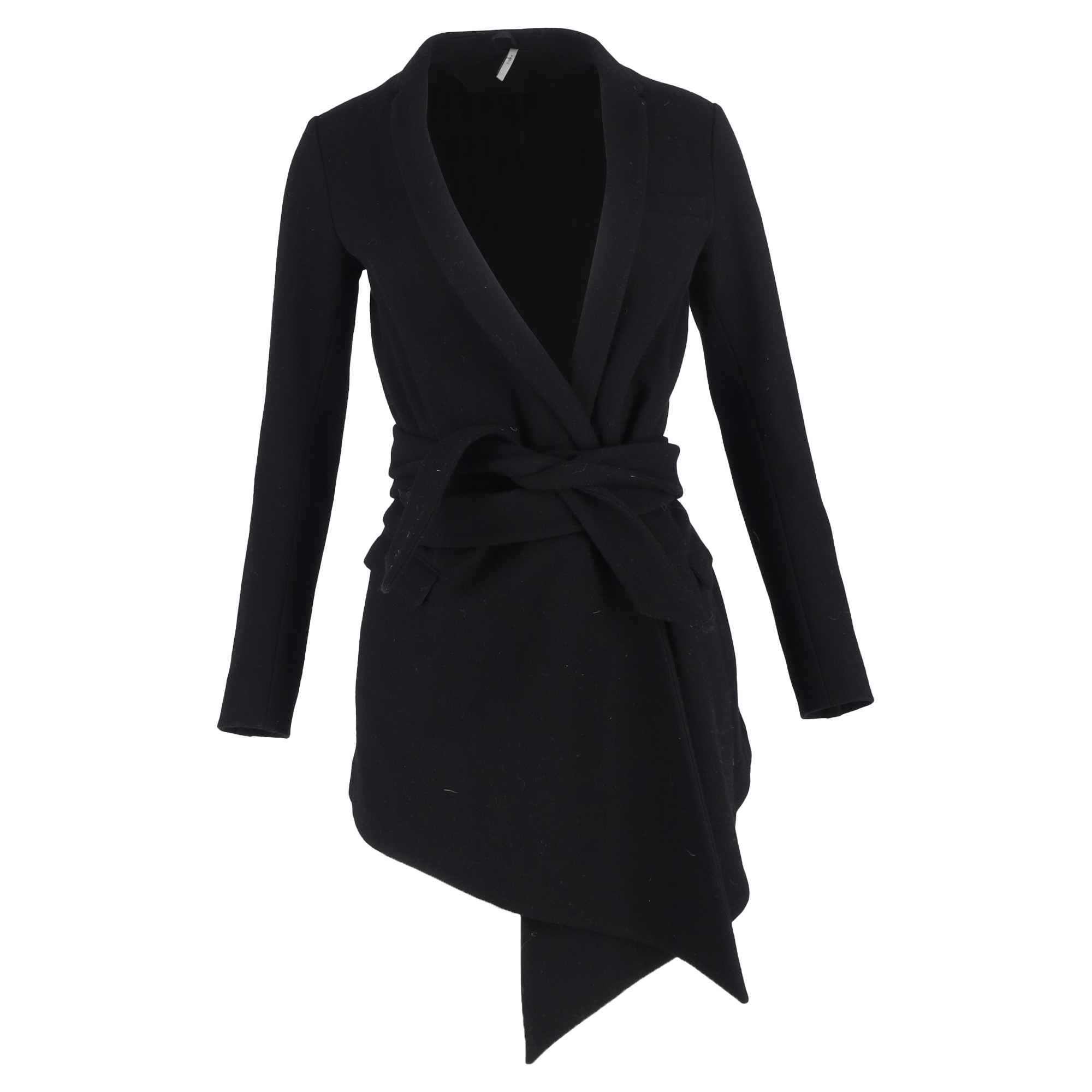 Dior Pre-owned Womens Asymmetric Robe Peacoat in Black Wool - Size Large