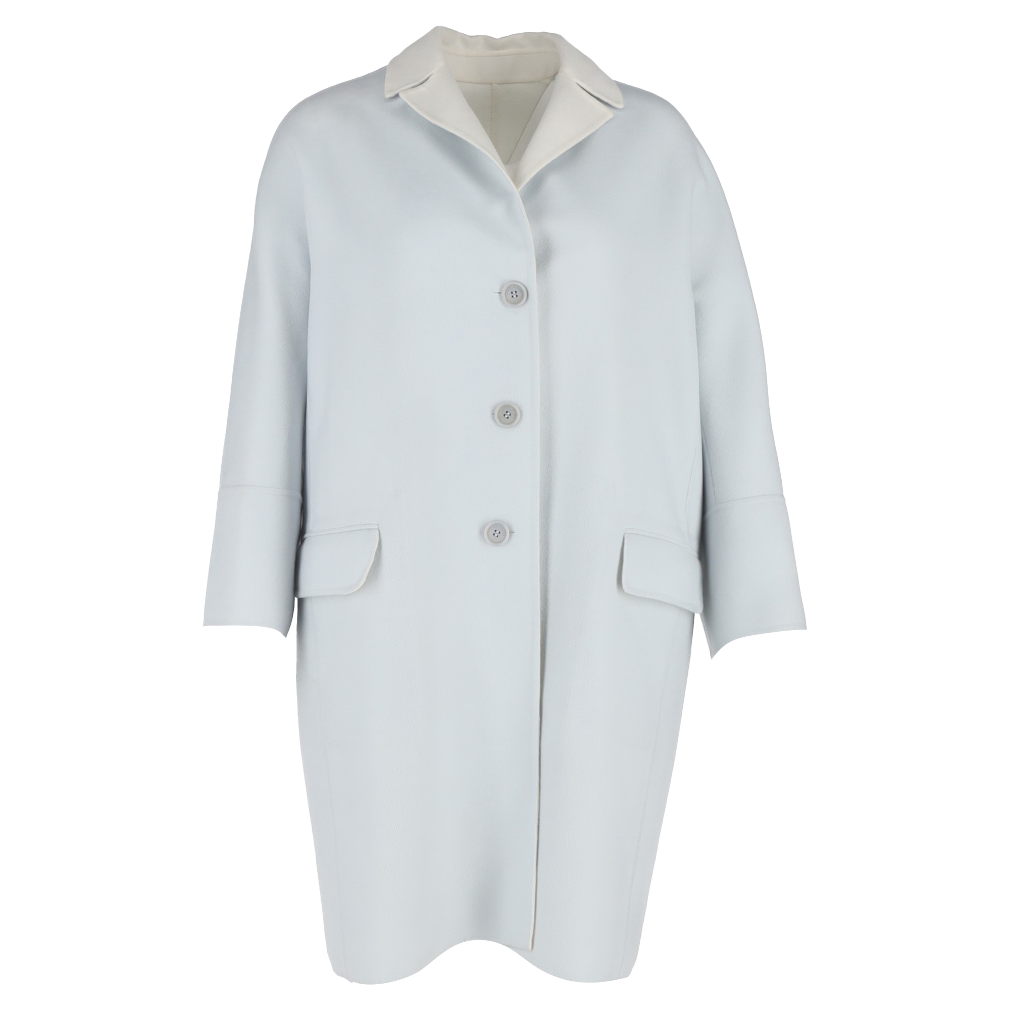 Loro Piana Pre-owned Womens Buttoned Coat in Light Blue Wool - Size Medium