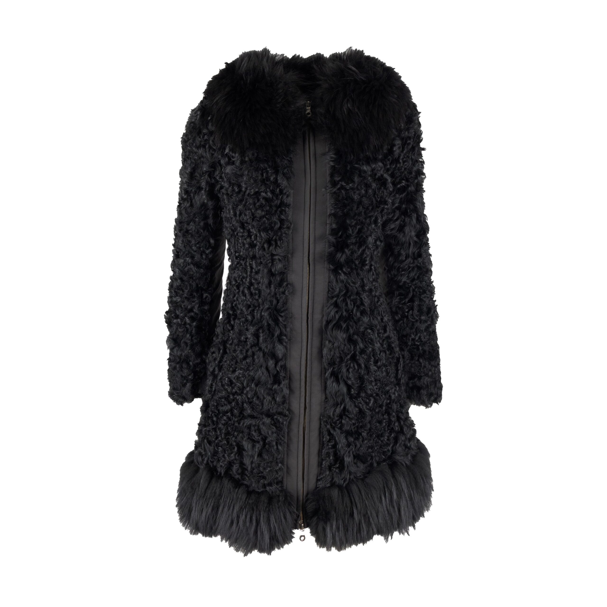 Moschino Pre-owned Womens Cheap and Chic Shearling Coat with Fur - '10s - Black - Size EU 38 (Womens)