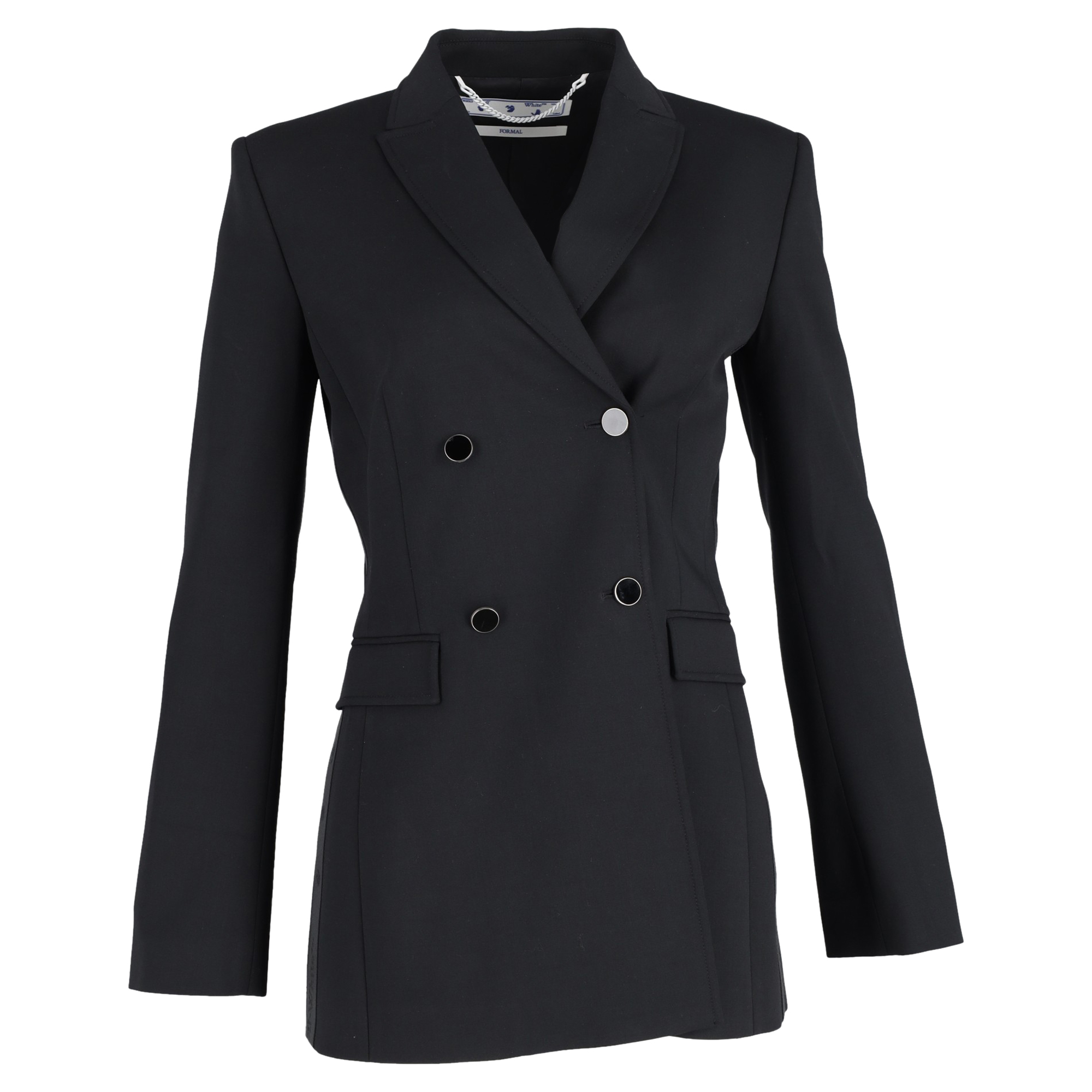 Off white Pre-owned Womens Off-White Double-Breasted Tailored Jacket in Black Wool - Size Medium