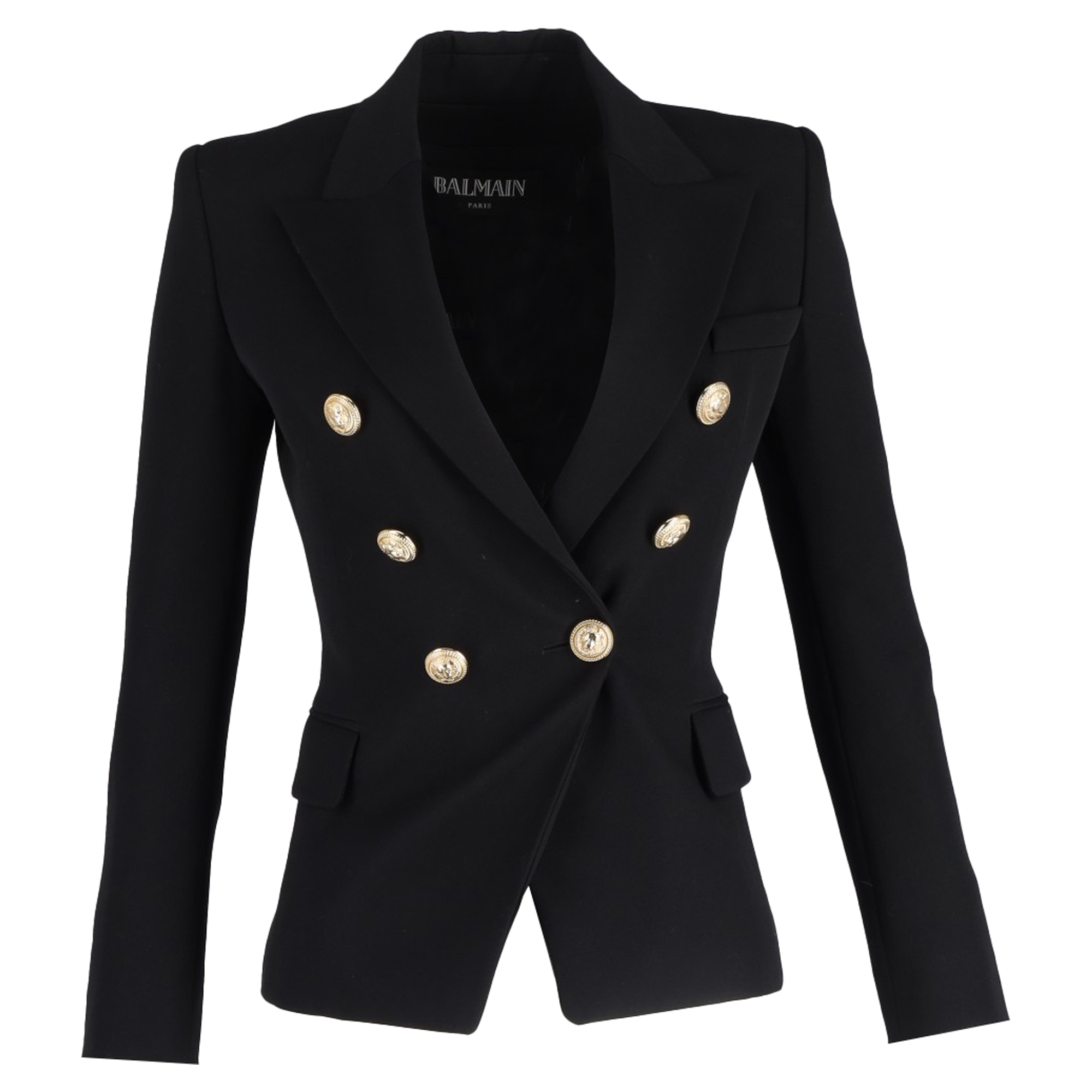 Balmain Pre-owned Womens Double-Breasted Blazer in Black Wool - Size X-Small
