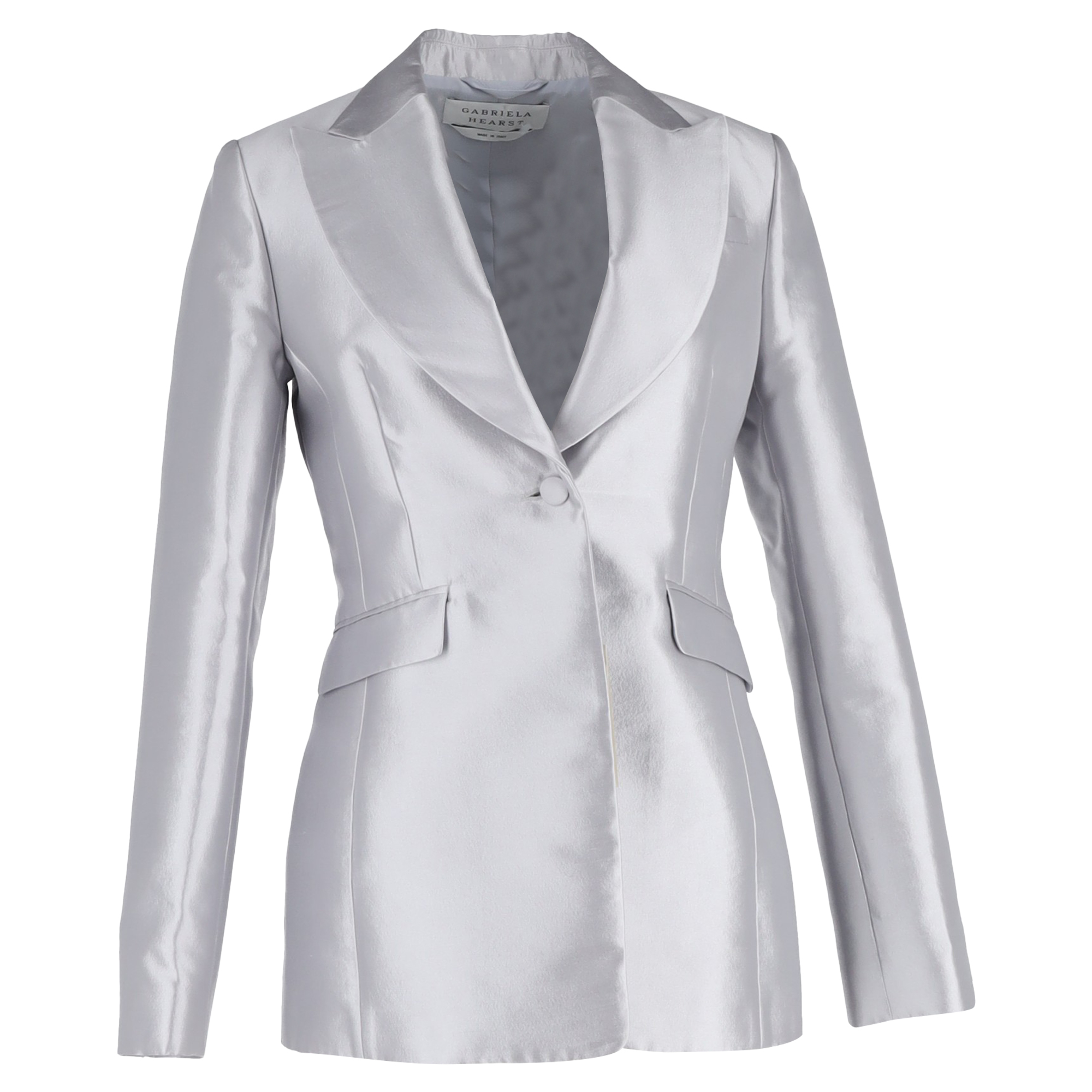 Gabriela Hearst Pre-owned Womens Serge Blazer in Silver Silk - Size 14 UK