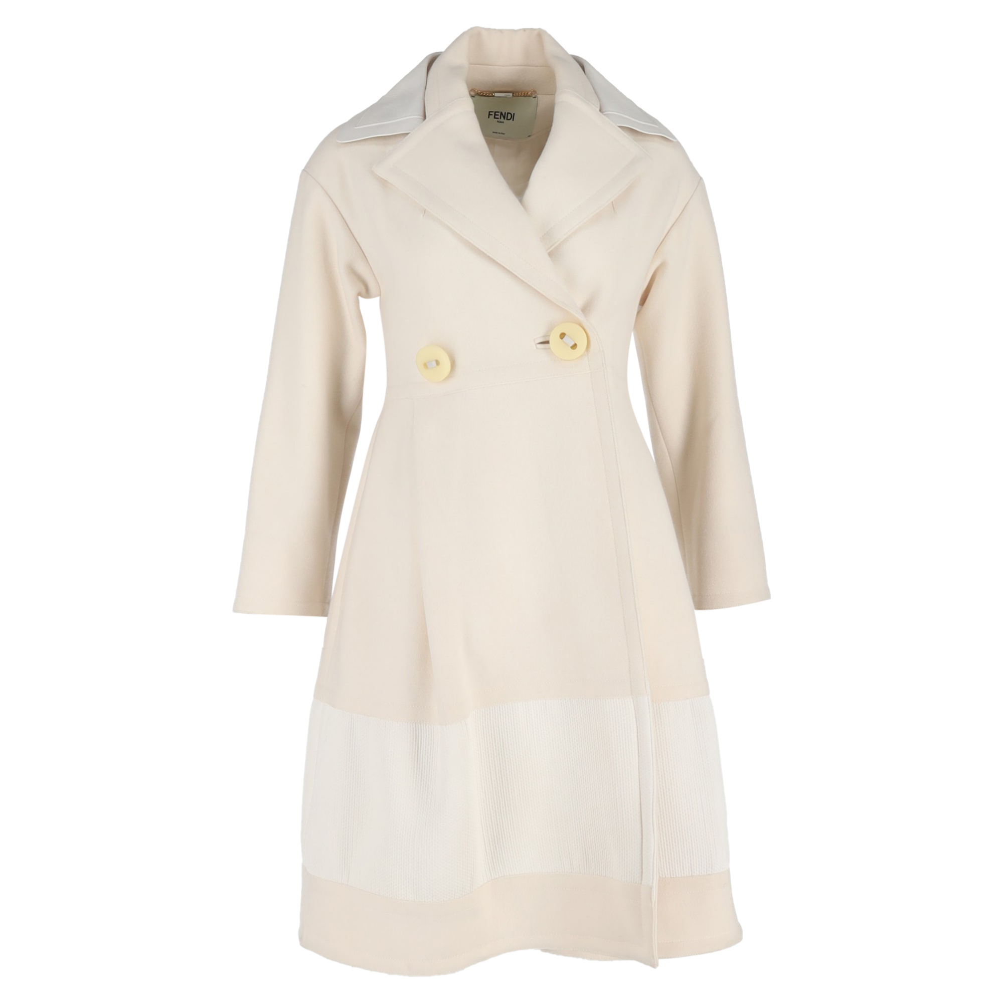 Fendi Pre-owned Womens Double-Breasted Coat in Cream Wool - Size EU 34 (Womens)