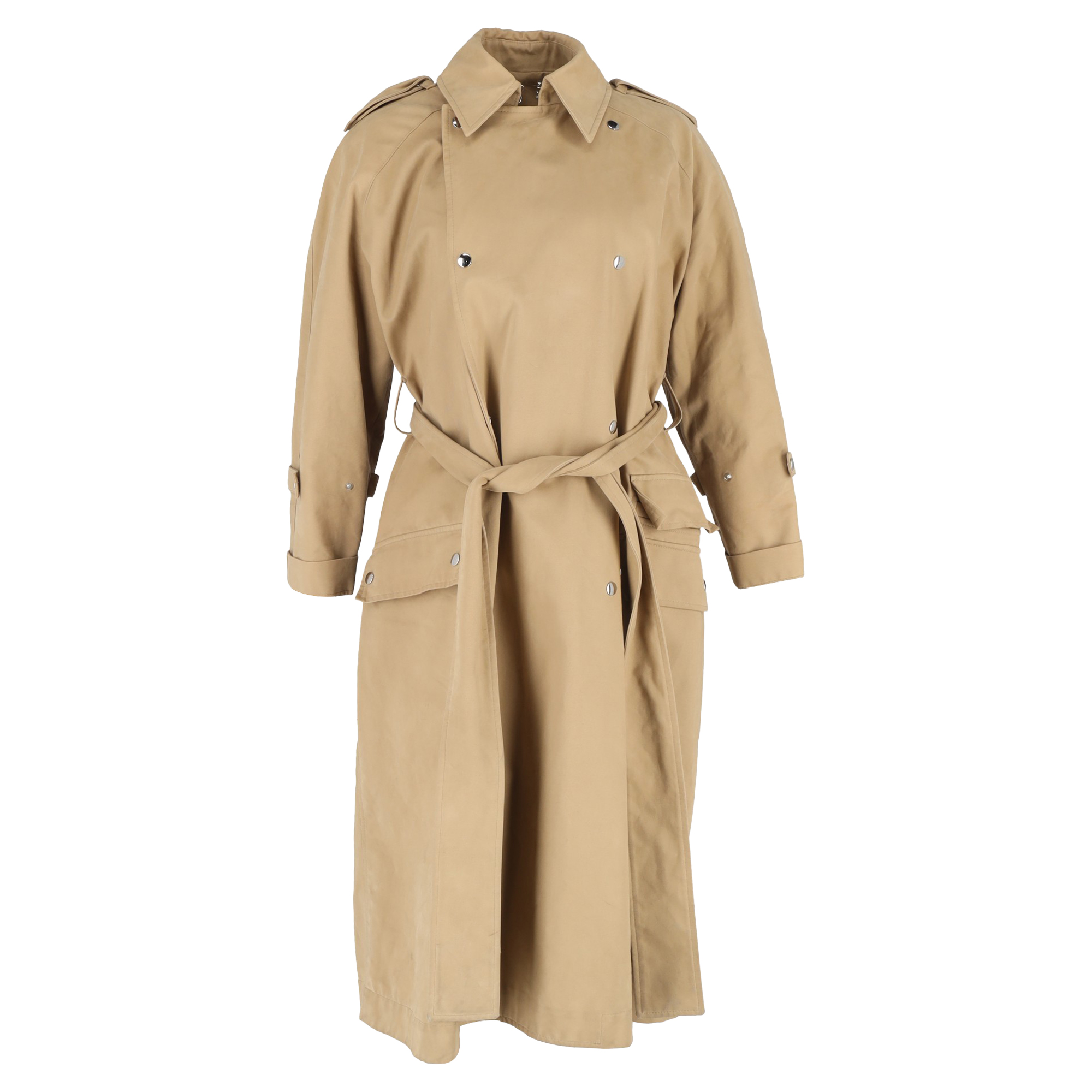 Acne Studios Pre-owned Womens Belted Double-Breasted Coat in Brown Cotton - Mocha - Size EU 38 (Womens)
