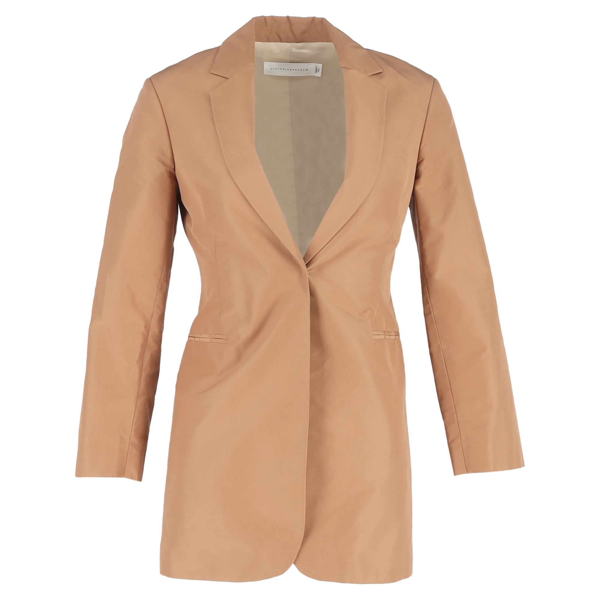Victoria Beckham Pre-owned Womens Single-Breasted Blazer in Brown Cotton - Mocha - Size 8 UK