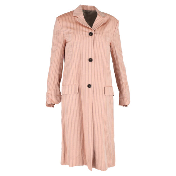 Acne Studios Pre-owned Womens Striped Single-Breasted Coat in Peach Linen - Size EU 34 (Womens)