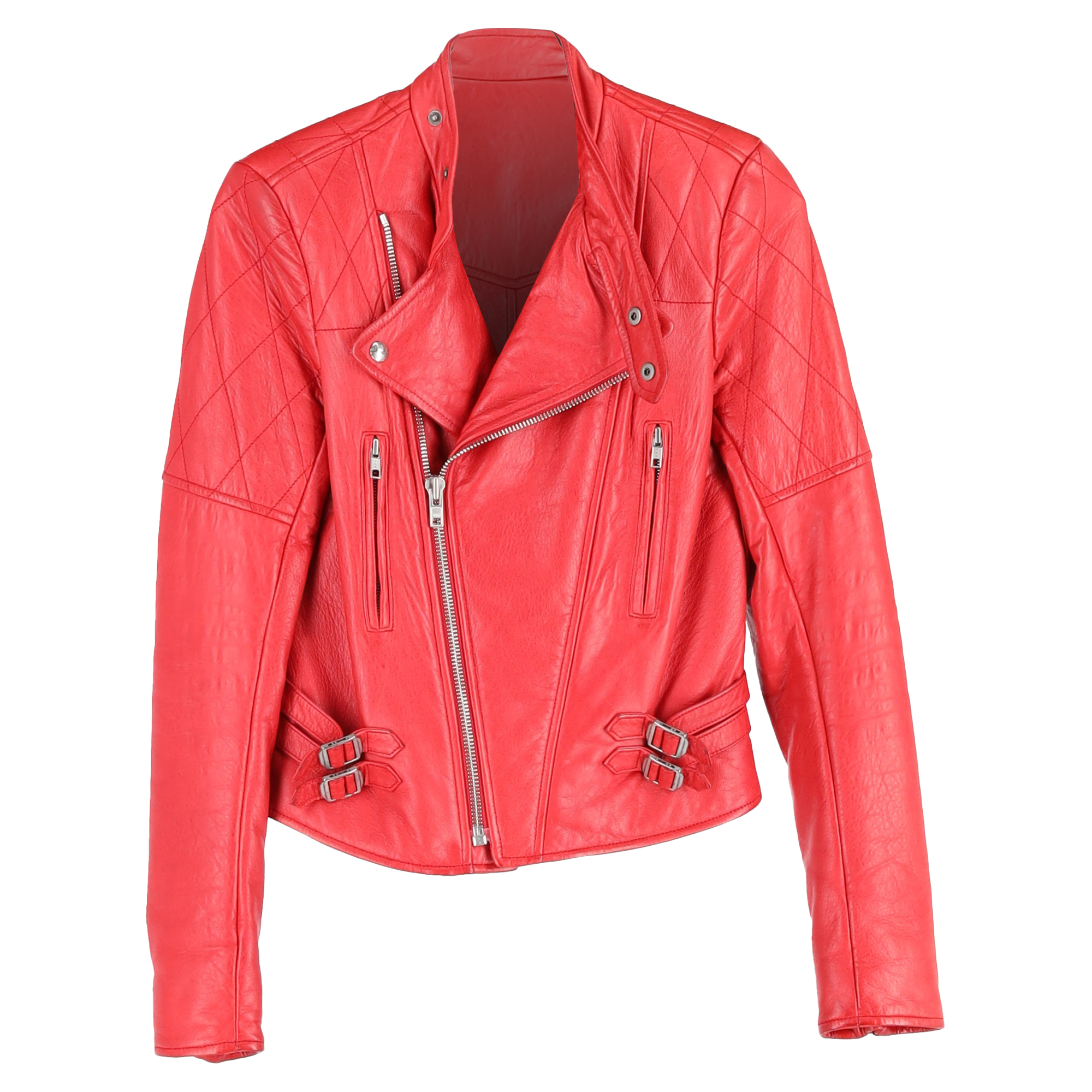 Joseph Pre-owned Womens Biker Jacket in Red Leather - Size X-Small