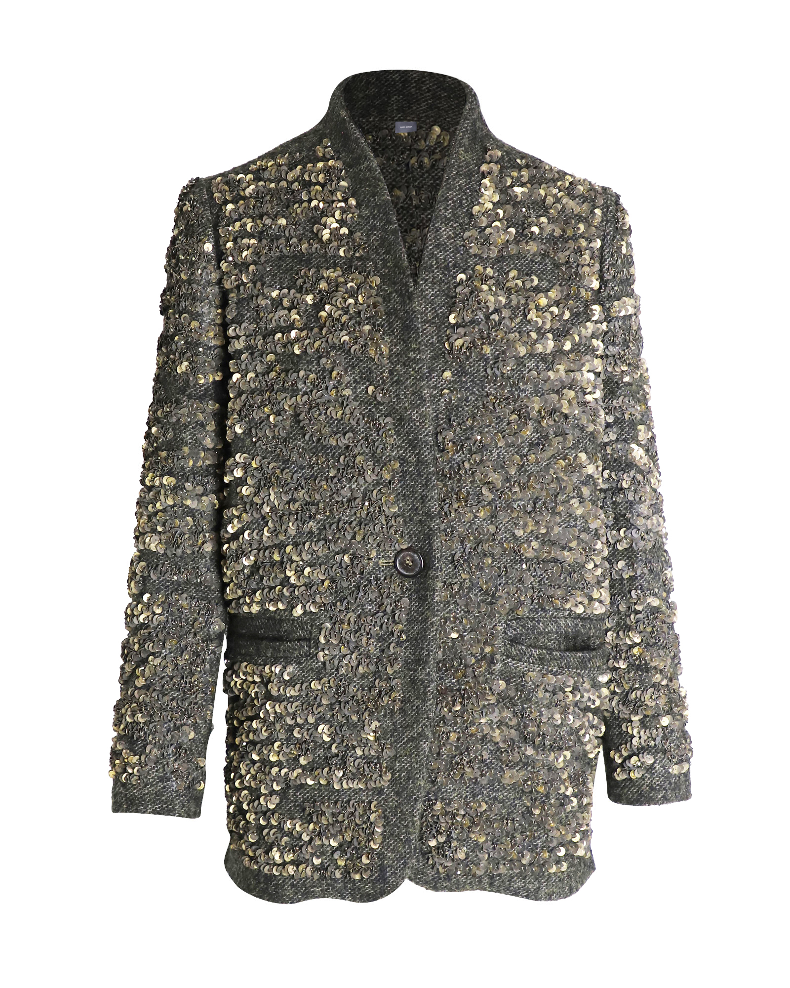 Isabel Marant Pre-owned Womens Sequined Jacket in Green Wool - Size X-Small