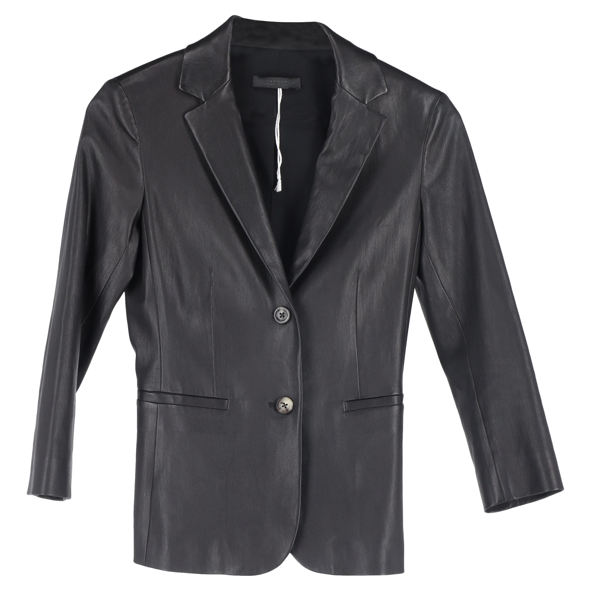The Row Pre-owned Womens The Row Single-Breasted Jacket in Black Leather - Size 2XS