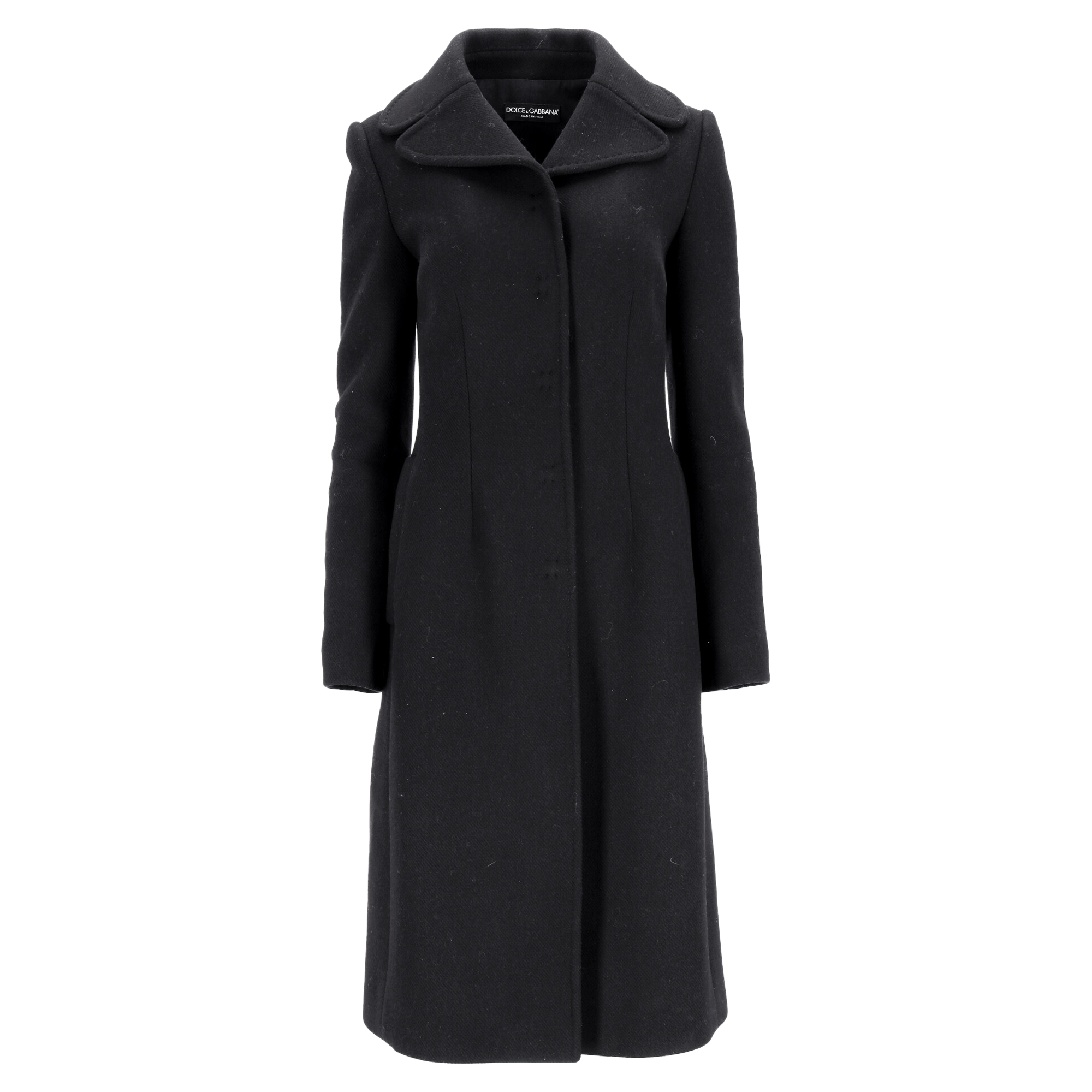 Dolce & Gabbana Pre-owned Womens & Midi Coat in Black Virgin Wool - Size EU 36 (Womens)