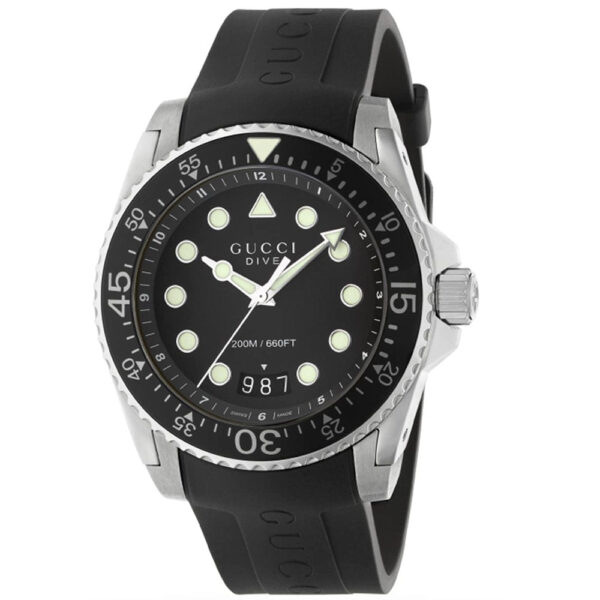 Gucci Dive Black Mens Watch - Model YA136204 for Adventurers Silicone - One Size