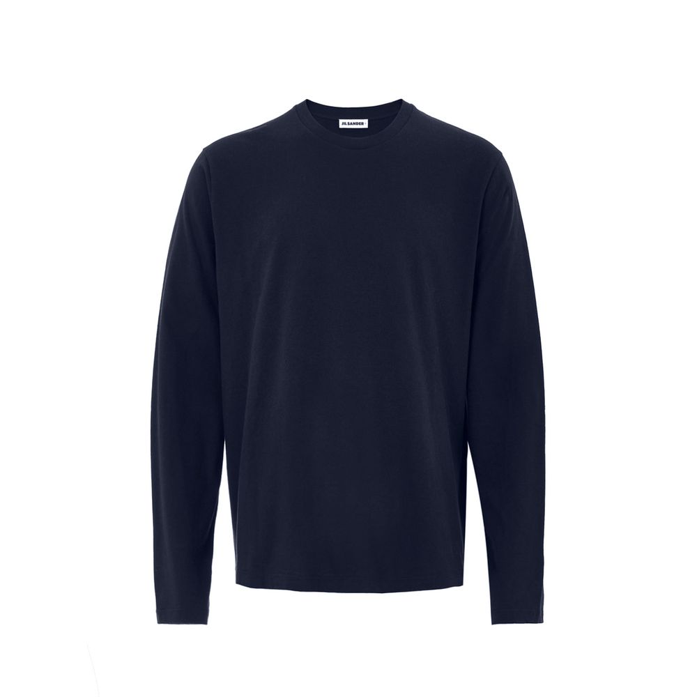 Jil Sander Mens Long Sleeve Tee Crew Neck Cotton - Navy - Size 2XL