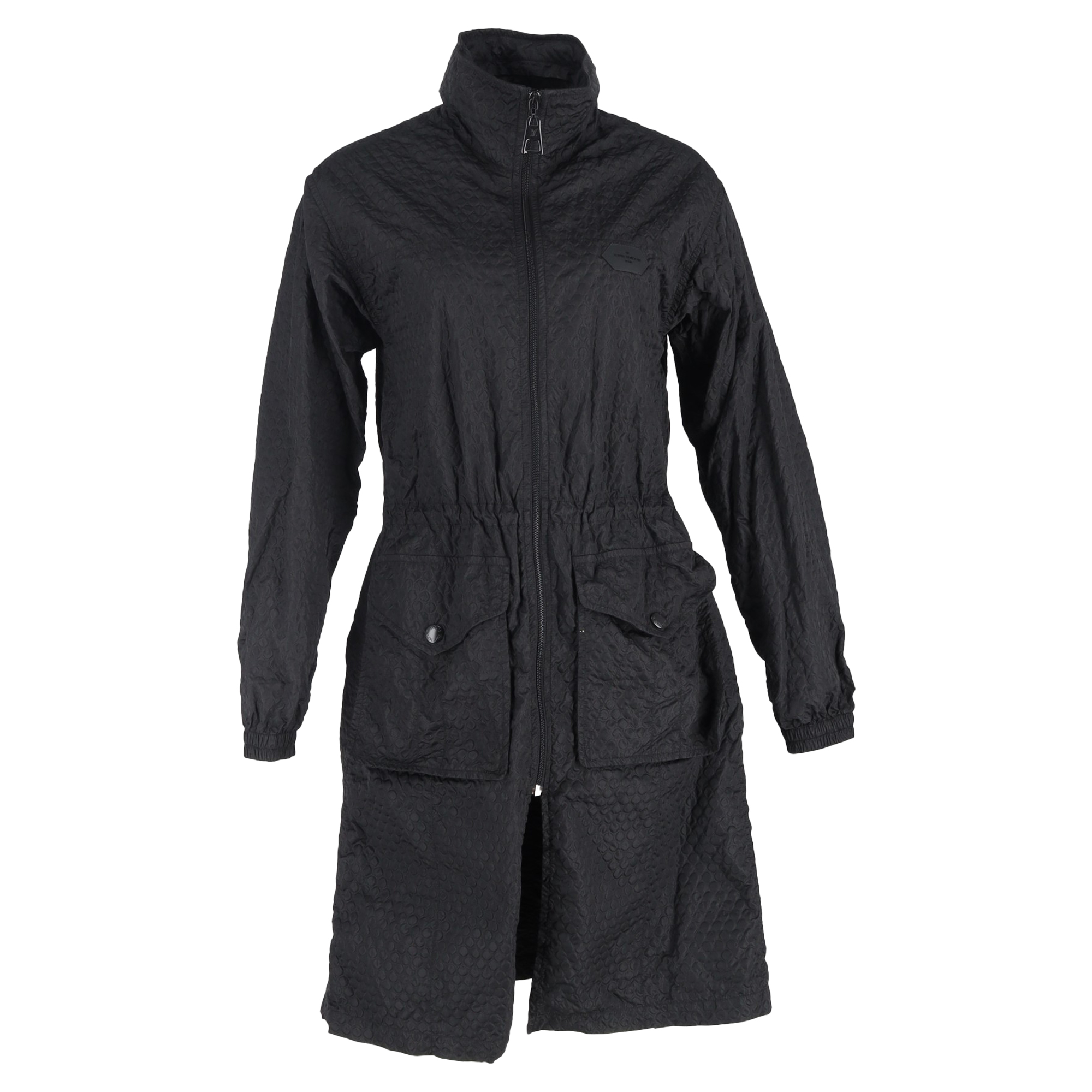 Louis Vuitton Pre-owned Womens Textured Long Jacket in Black Nylon - Size Medium