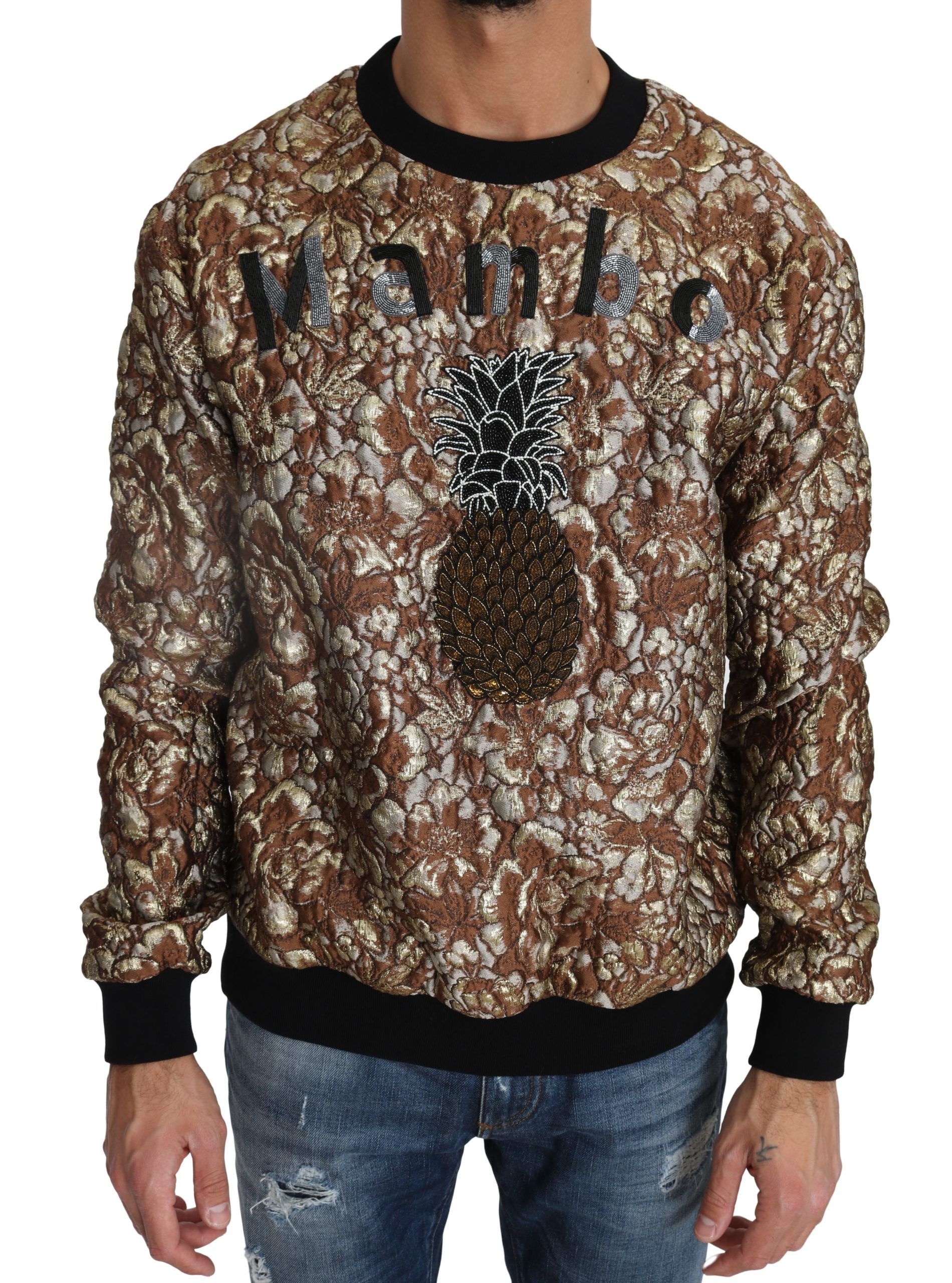 Dolce & Gabbana Mens Mambo Pineapple Sweatshirt - Brown - Size EU 52 (Mens)