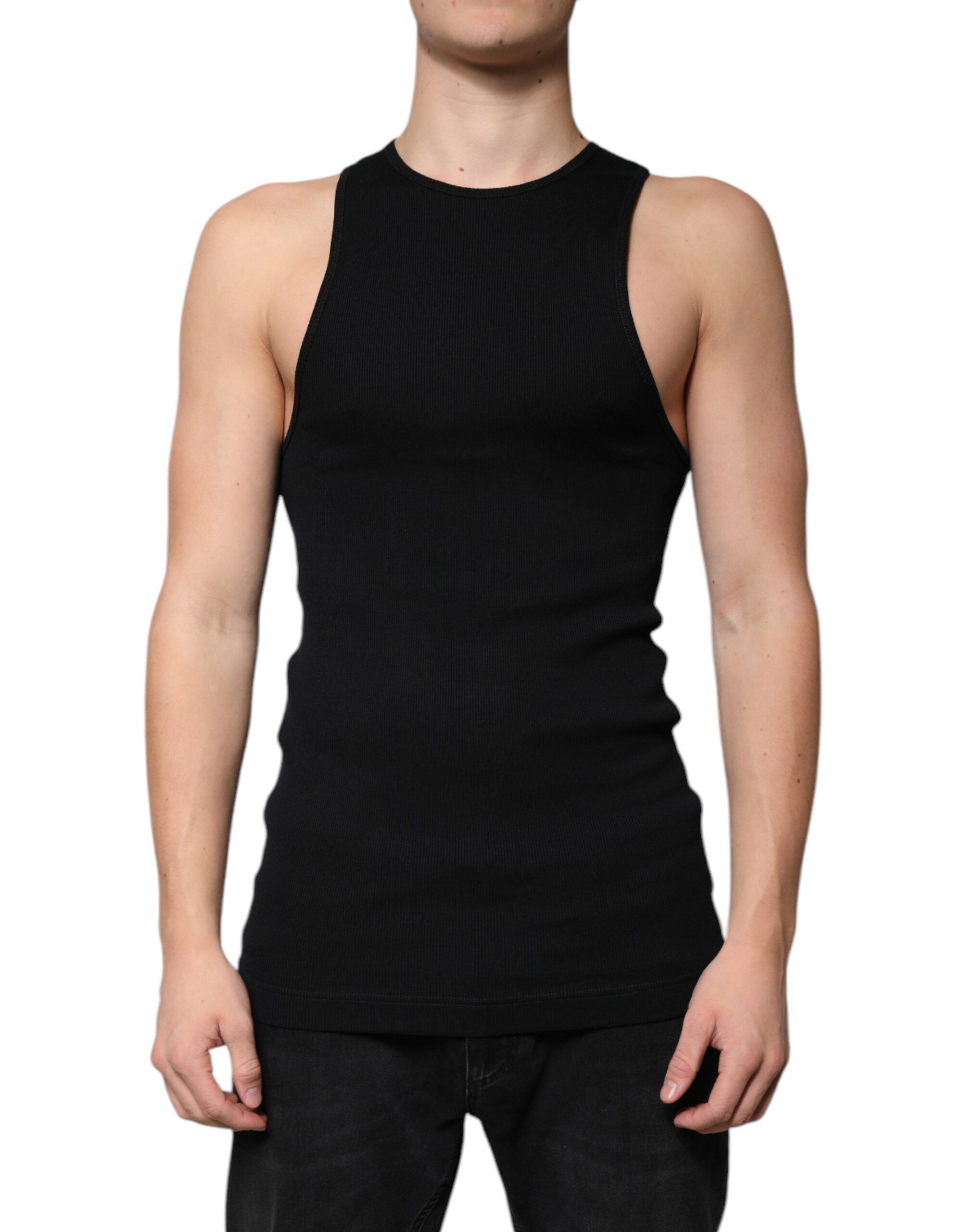 Dolce & Gabbana Mens Ribbed Tank Top Tsh87448 - Black Cotton - Size EU 50 (Mens)
