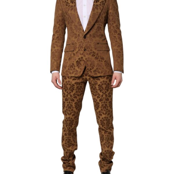 Dolce & Gabbana Mens Damask Pattern Suit - Brown Cotton - Size EU 48 (Mens)