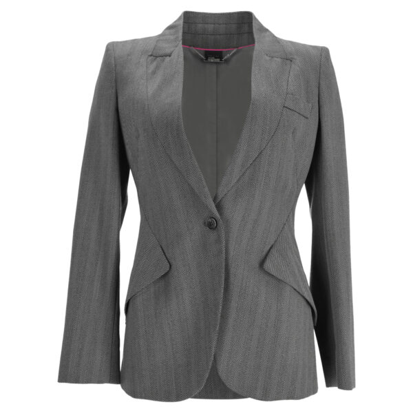 Alexander McQueen Pre-owned Womens Herringbone Single-Breasted Blazer in Grey Wool - Size EU 38 (Womens)