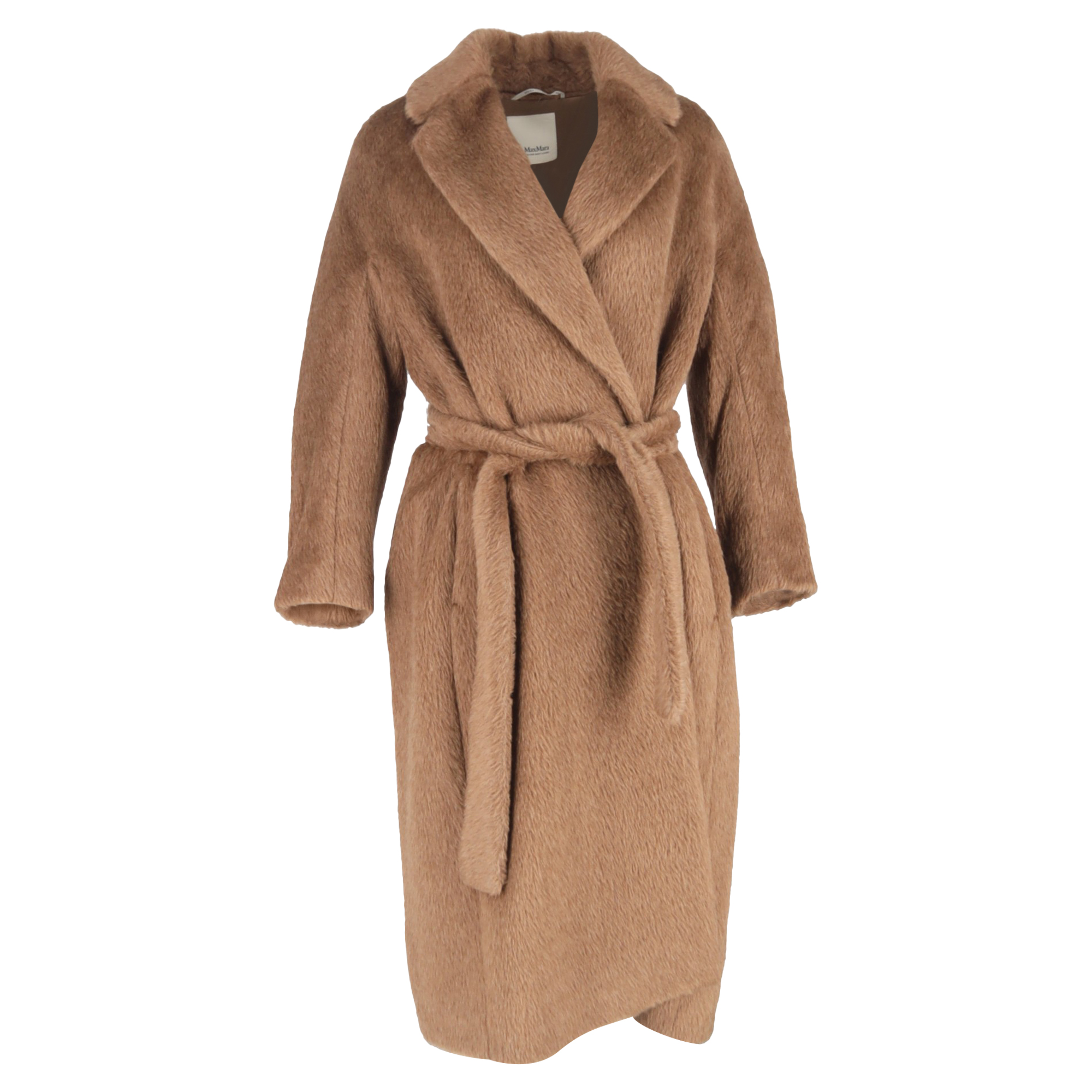 Max Mara Pre-owned Womens Max Borbone Double Breasted Teddy Coat in Brown Alpaca - Mocha Wool - Size 12 UK