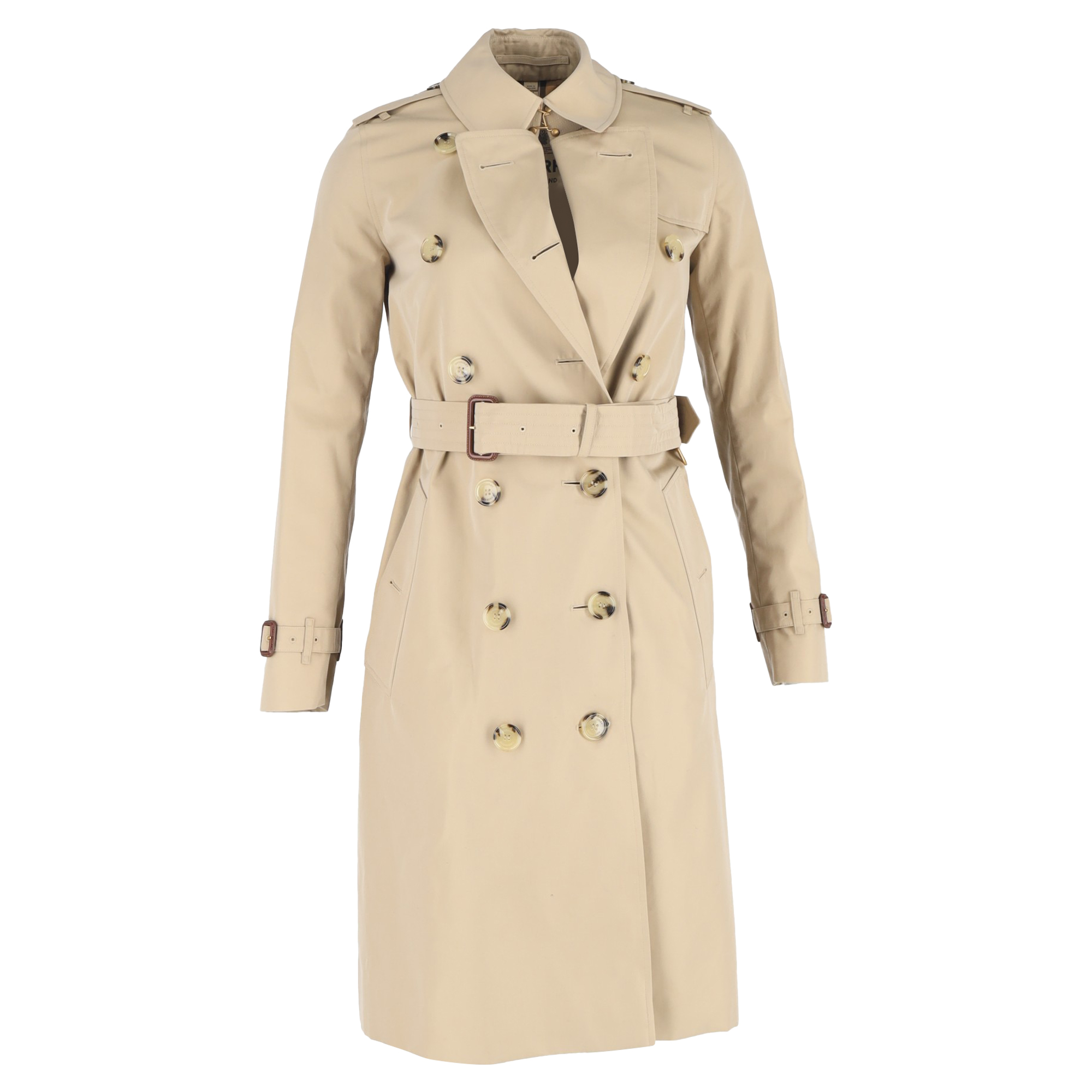 Burberry Pre-owned Womens Chelsea Heritage Double-Breasted Trench Coat in Beige Cotton - Size 4 UK
