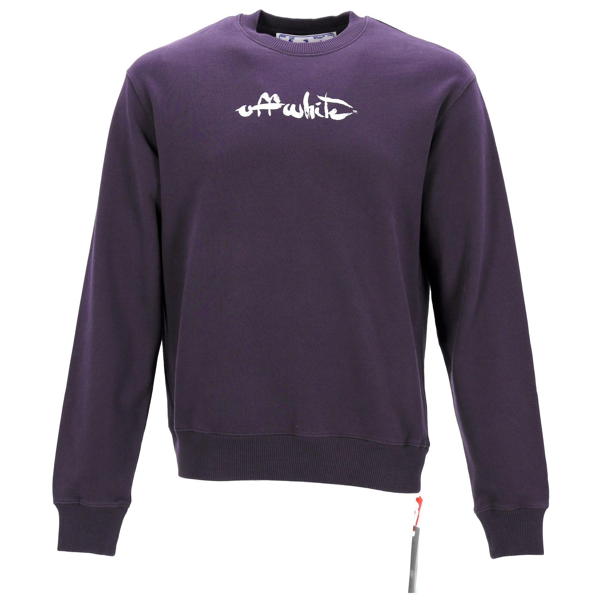 Off-White Mens Paint Arrow Slim Crewneck - Purple Cotton - Size X-Large