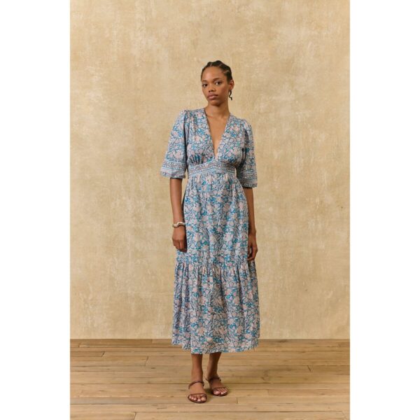 Aurelianne Floral Maxi Dress with Short Sleeves