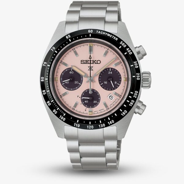 Seiko Mens Prospex Speedtimer Youngtimer Pale Pink Bracelet Watch SSC963P1