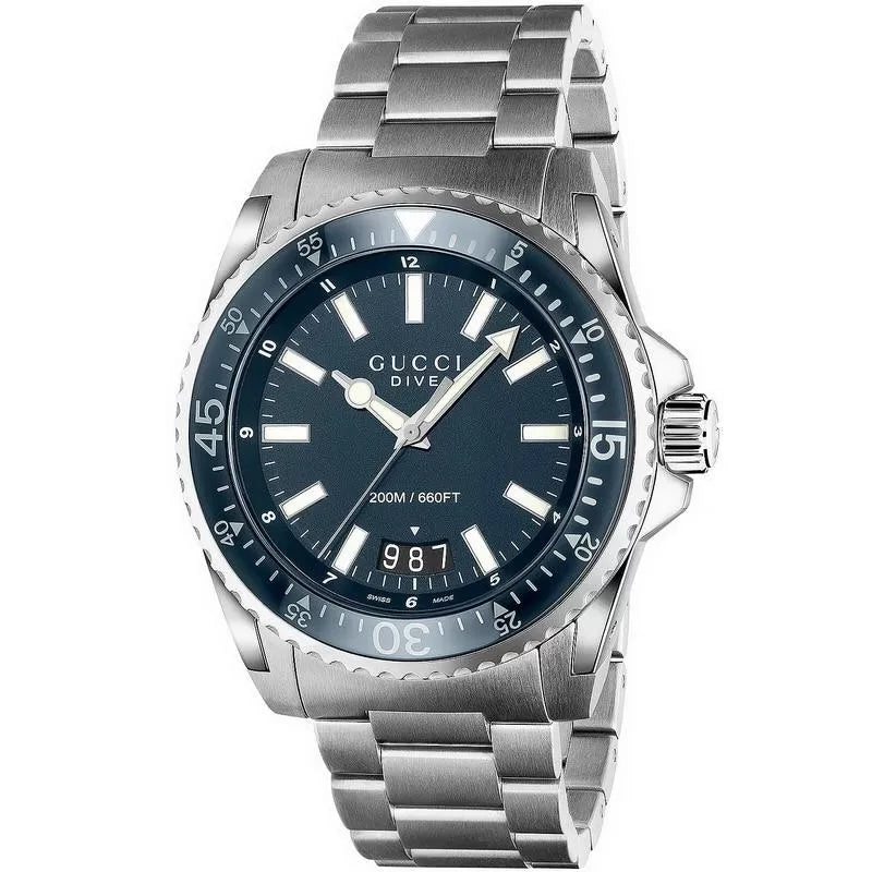 Gucci - Dive Stainless Steel Bracelet Blue Dial Mens XL Watch - One Size