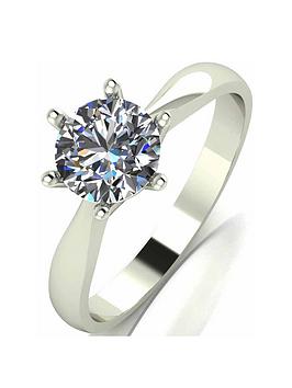 Moissanite 9 Carat White Gold 1 Carat Solitaire Ring
